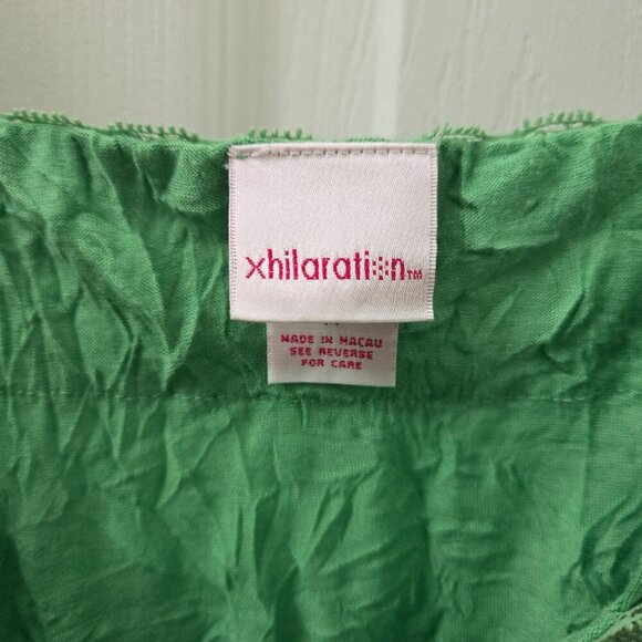 Vtg Xhilaration Tank Top Medium Green Lace Trim Crinkle Texture Y2K Festival - Picture 4 of 9